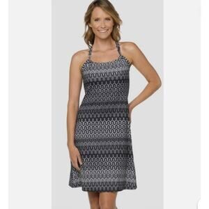 prAna Quinn Ibiza Dress Womens Size S Gray White Racerback Shelf Bra Athletic